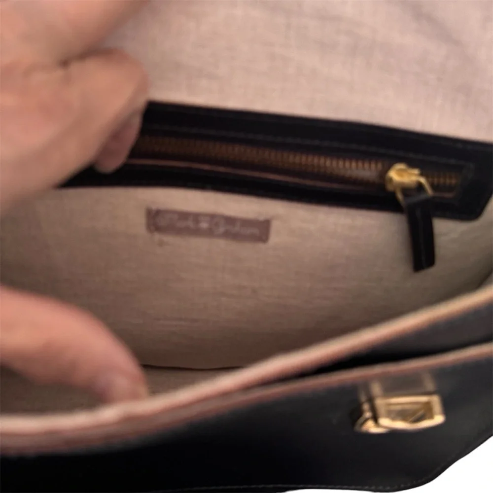 Mark and Graham Navy Leather Messenger Bag Work Travel Crossbody